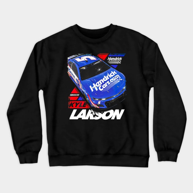 Kyle Larson Black Car Crewneck Sweatshirt by stevenmsparks